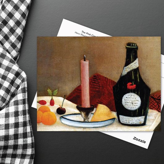 ピンクキャンドルアンリルーソー静物画 ポストカード