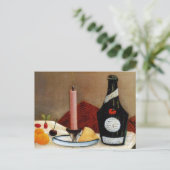 ピンクキャンドルアンリルーソー静物画 ポストカード (スタンド正面)