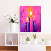 ピンクキャンドル抽象芸術ウォールアート キャンバスプリント