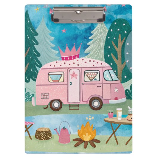 ピンクキャンパお洒落ーバンキャンピングシーン クリップボード (正面)