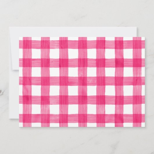 ピンクキャンピングウッドフランネルポストカード誕生日 招待状 (裏面)