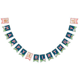 ピンクキャンプ誕生日ガールズキャンプアウトパーティー写真 バンティングフラッグ