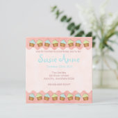 ピンクキュートカップケーキ招待状 招待状 (スタンド正面)