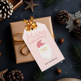 ピンクキュートサンタイラストレーション ギフトタグ