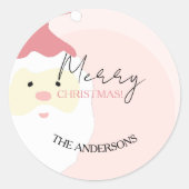 ピンクキュートサンタイラストレーション ラウンドシール (正面)