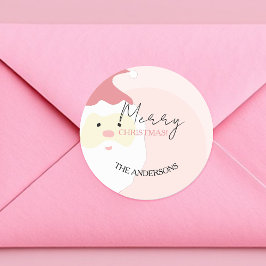 ピンクキュートサンタイラストレーション ラウンドシール