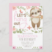 ピンクキュートスロッスガール誕生日招待状 招待状 (正面/裏面)