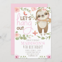 ピンクキュートスロッスガール誕生日招待状 招待状