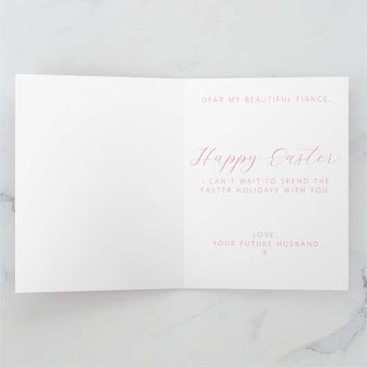 ピンクキュートハッピーイースターエッグフィアンスホリデーカード カード (内部)