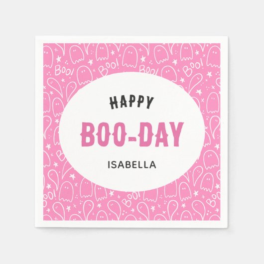 ピンクキュートハロウィーン誕生日 スタンダードカクテルナプキン (正面)