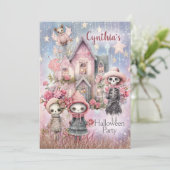 ピンクキュートハローウィンパーティ招待状 招待状 (スタンド正面)