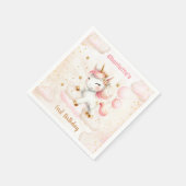 ピンクキュートユニコーンガール誕生日紙ナプキンス スタンダードカクテルナプキン (角)