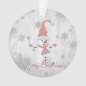 ピンクキュート雪だるまホリデーオーナメント オーナメント (正面)
