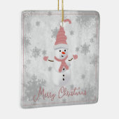 ピンクキュート雪だるまホリデーオーナメント セラミックオーナメント (右)