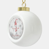 ピンクキュート雪だるまホリデーオーナメント セラミックボールオーナメント (右)