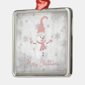 ピンクキュート雪だるまホリデーオーナメント メタルオーナメント (左)