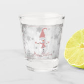ピンクキュート雪だるまホリデーショットグラス ショットグラス (正面)