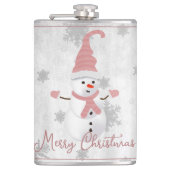 ピンクキュート雪だるまホリデーフラスコ フラスク (正面)