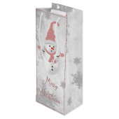 ピンクキュート雪だるまホリデーワイン抱き枕 ワインギフトバッグ (裏面アングル)