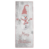 ピンクキュート雪だるまホリデーワイン抱き枕 ワインギフトバッグ (裏面)