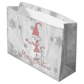 ピンクキュート雪だるまホリデー抱き枕 ラージペーパーバッグ (裏面アングル)