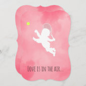 ピンクキューピッドテニスのバレンタインデー シーズンカード (正面/裏面)