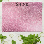 ピンクキラキラ輝パーソナライズされたき キッチンタオル (折り畳み)