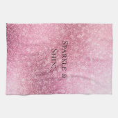 ピンクキラキラ輝パーソナライズされたき キッチンタオル (横)