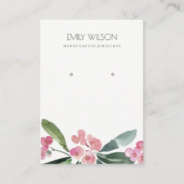 ピンクキリストとげの緑の牡丹イヤリングディスプレイ 名刺