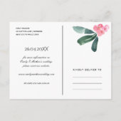 ピンクキリストとげの開花水の色は、日付を保存 案内ポストカード (裏面)