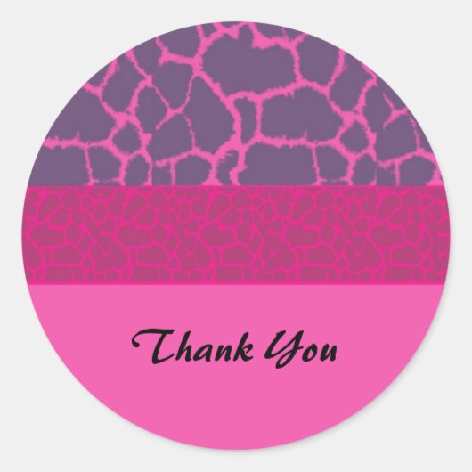 ピンクキリンの毛皮の柄ありがとう ラウンドシール (正面)