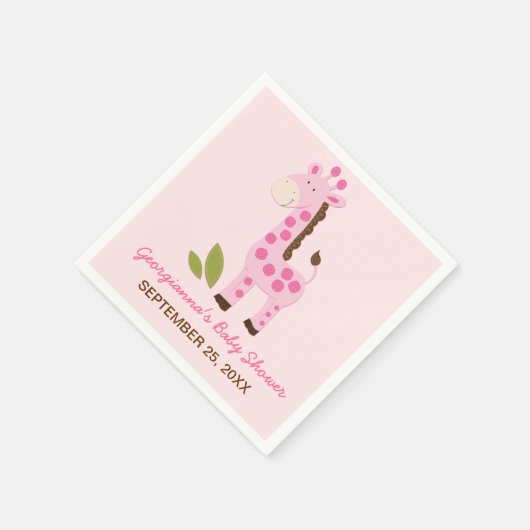 ピンクキリンカスタマイズ赤ちゃんシャワーナプキン スタンダードカクテルナプキン (角)