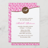 ピンクキリンプリント誕生日 招待状 (正面/裏面)