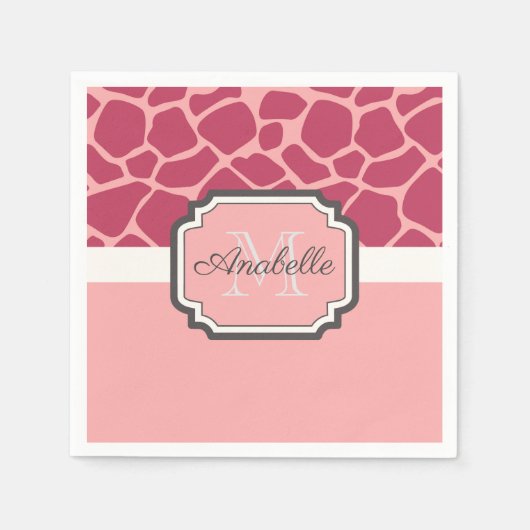 ピンクキリン模様 スタンダードカクテルナプキン (正面)