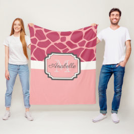 ピンクキリン模様 フリースブランケット
