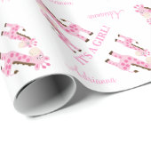 ピンクキリン赤ちゃんシャワーラッピング紙 ラッピングペーパー (ロールコーナー)