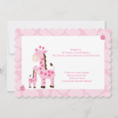 ピンクキリン赤ちゃん女の子スカロップ5x7招待状 招待状 (裏面)
