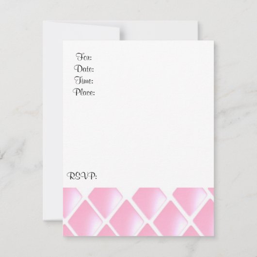 ピンクキルテッドダイヤモンド誕生日招待状 招待状 (裏面)