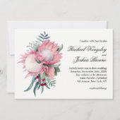 ピンクキングプロテアボタニカル結婚式招待状 招待状 (正面)