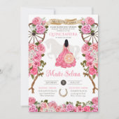 ピンクキンセアニェラエレガントバラウエスタンチャロ 招待状 (正面)