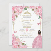 ピンクキンセアニェラフローラバラクインズガウン蝶 招待状 (正面)