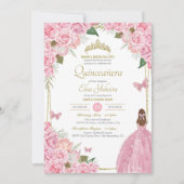 ピンクキンセアニェラフローラバラクインズガウン蝶 招待状 (正面)