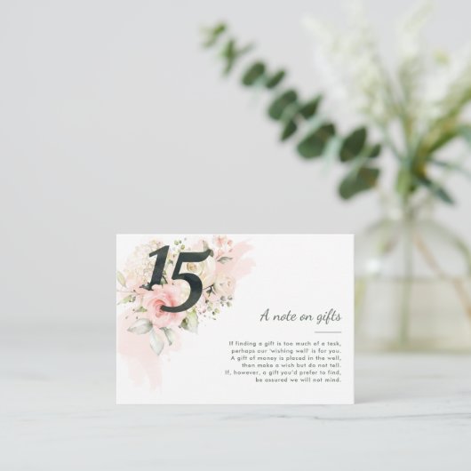 ピンクキンセアニェラ15誕生日ギフトに関する注意 エンクロージャーカード (スタンド正面)