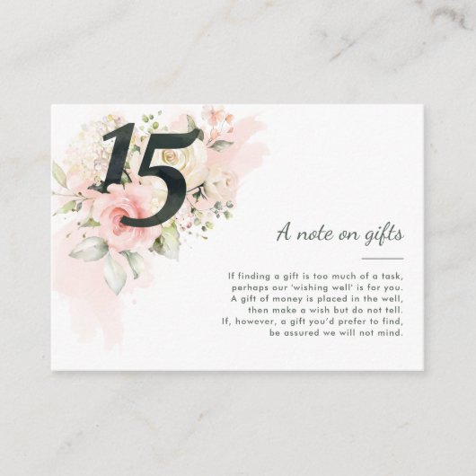 ピンクキンセアニェラ15誕生日ギフトに関する注意 エンクロージャーカード (正面)