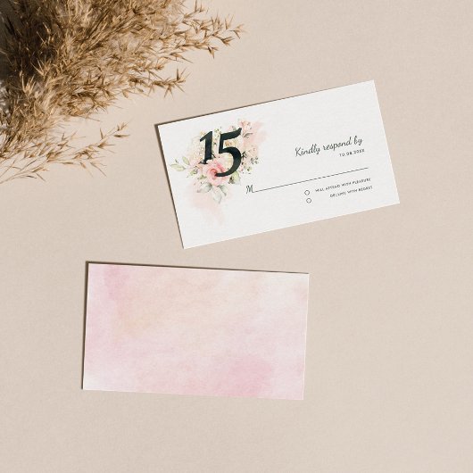 ピンクキンセアニェラ15誕生日フローラ エンクロージャーカード
