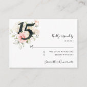 ピンクキンセアニェラ15誕生日フローラRSVP エンクロージャーカード (正面)
