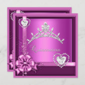 ピンクキンセアニェラ15thバースデーパーティーシルバー 招待状 (正面/裏面)