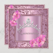 ピンクキンセアニェラ15th誕生日パーティーピンクティアラ 招待状 (正面/裏面)