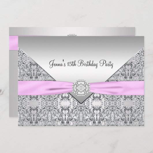 ピンクキンセアニェラ15th Birthday Partyへの招待 招待状 (正面/裏面)