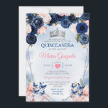 ピンクキンセアニラクラウンネイビーバタフライ15アノス 招待状<br><div class="desc">ネイビー&ピンクキンセアニラクラウンメキシカンバタフライ招待状ミスカンス15 Anos,  16誕生日, </div>